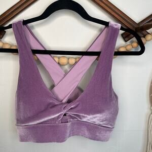 Fabletics Lavender Velvet Velour Sports Bra